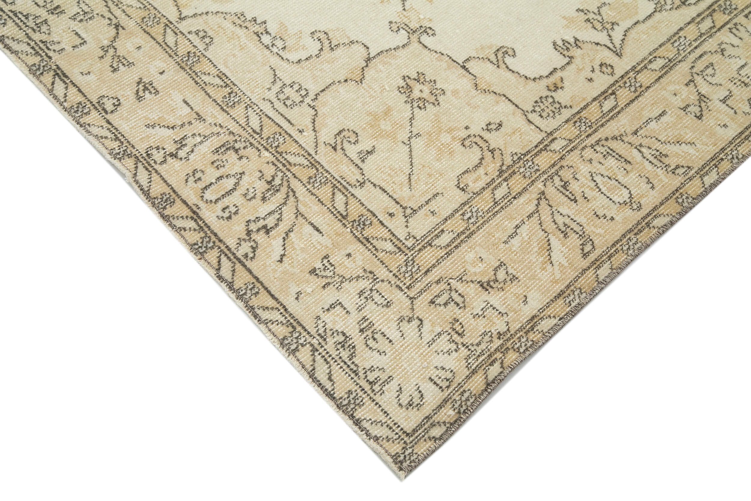 Handmade Wool Area Rug – Vintage Cotton Rug 5'9''x9'8'' Beige Area Carpet