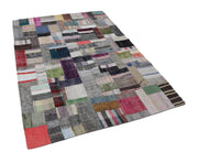 Handmade Patchwork Rug - Kirk Yama Grey Cotton Wool Area Rug 5'7''x7'11''