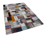 Handmade Patchwork Rug - Kirk Yama Grey Cotton Wool Area Rug 5'8" x 7'10"