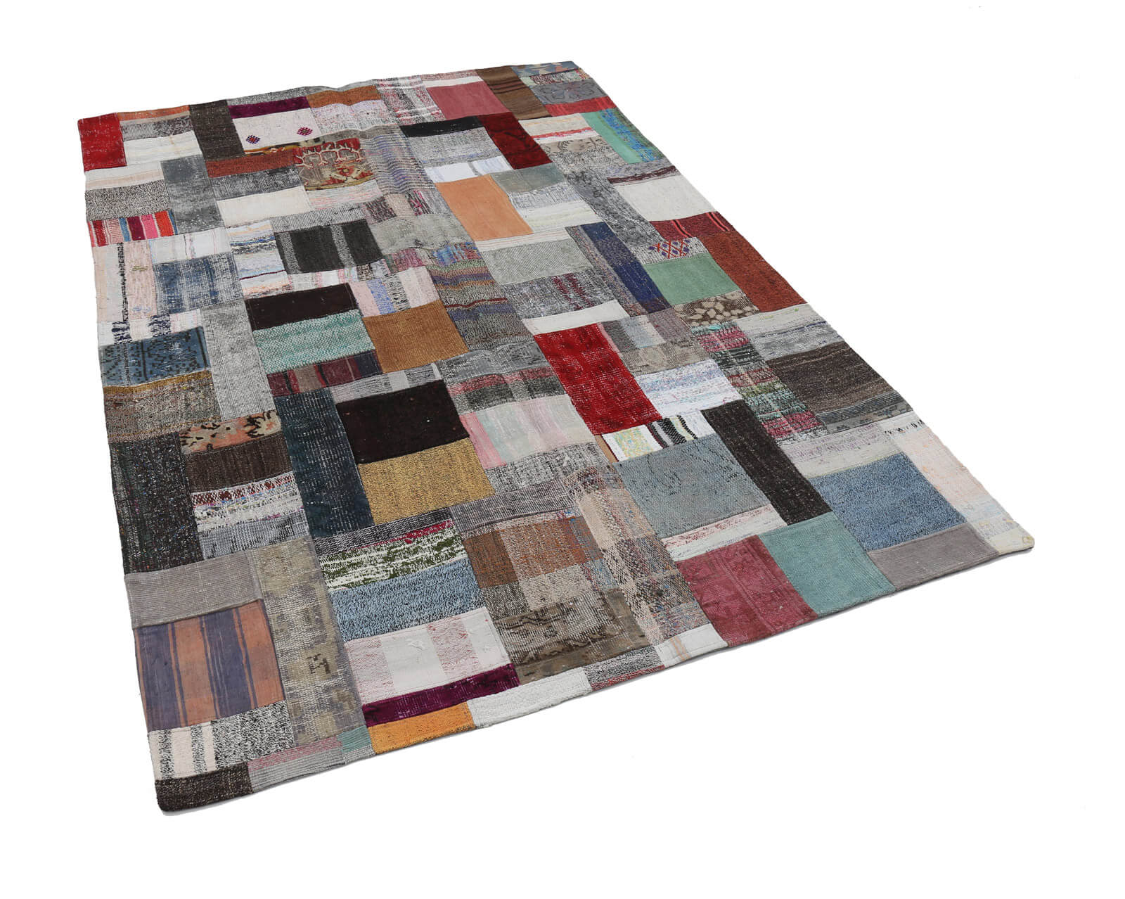 Handmade Patchwork Rug - Kirk Yama Grey Cotton Wool Area Rug 5'7'' x 7'10''