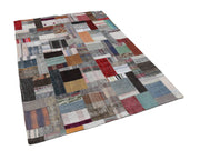 Handmade Patchwork Rug - Kirk Yama Grey Cotton Wool Area Rug 5'7'' x 7'10''