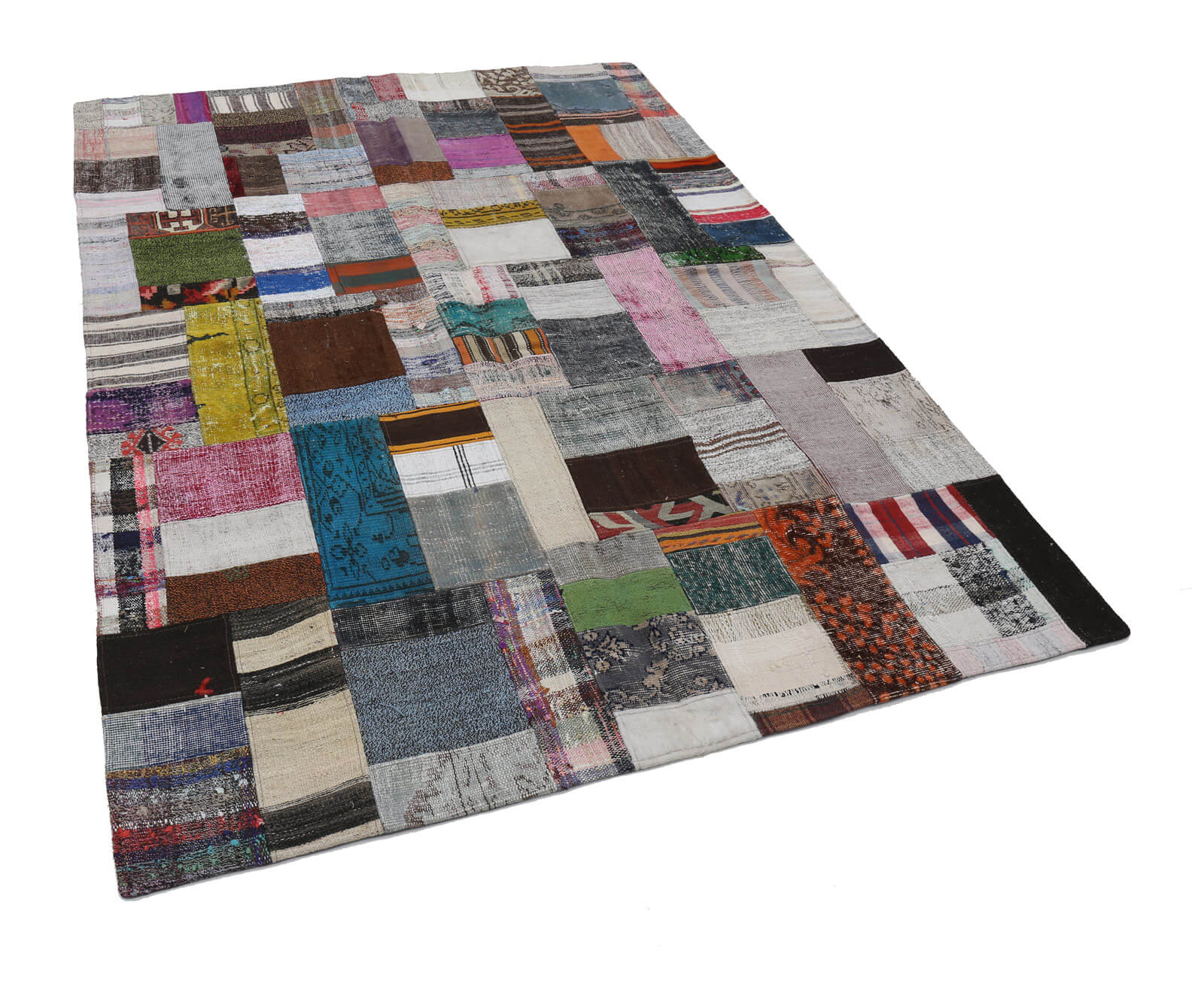 Handmade Patchwork Rug - Vintage Handwoven Carpet Cotton Wool Rug Floor Covering
