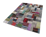 Handmade Patchwork Rug - Kirk Yama Grey Cotton Wool Area Rug 5'7''x7'10''