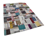 Handmade Patchwork Rug - Kirk Yama Grey Cotton Wool Area Rug 5'7'' x 7'10''