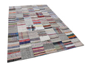 Handmade Patchwork Rug - Kirk Yama Grey Cotton Wool Area Rug 6'7''x9'11''