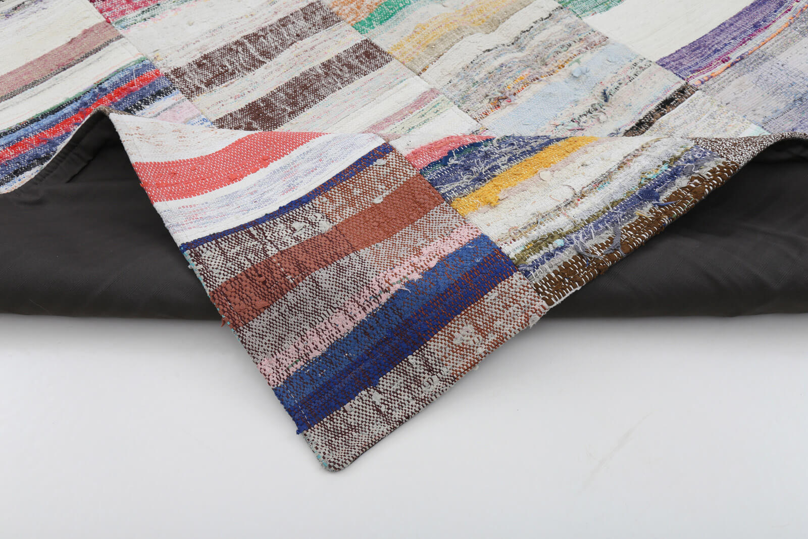 Handmade Area Rug - Kirk Yama Beige Patchwork Cotton Wool Carpet 6'7''x9'10''