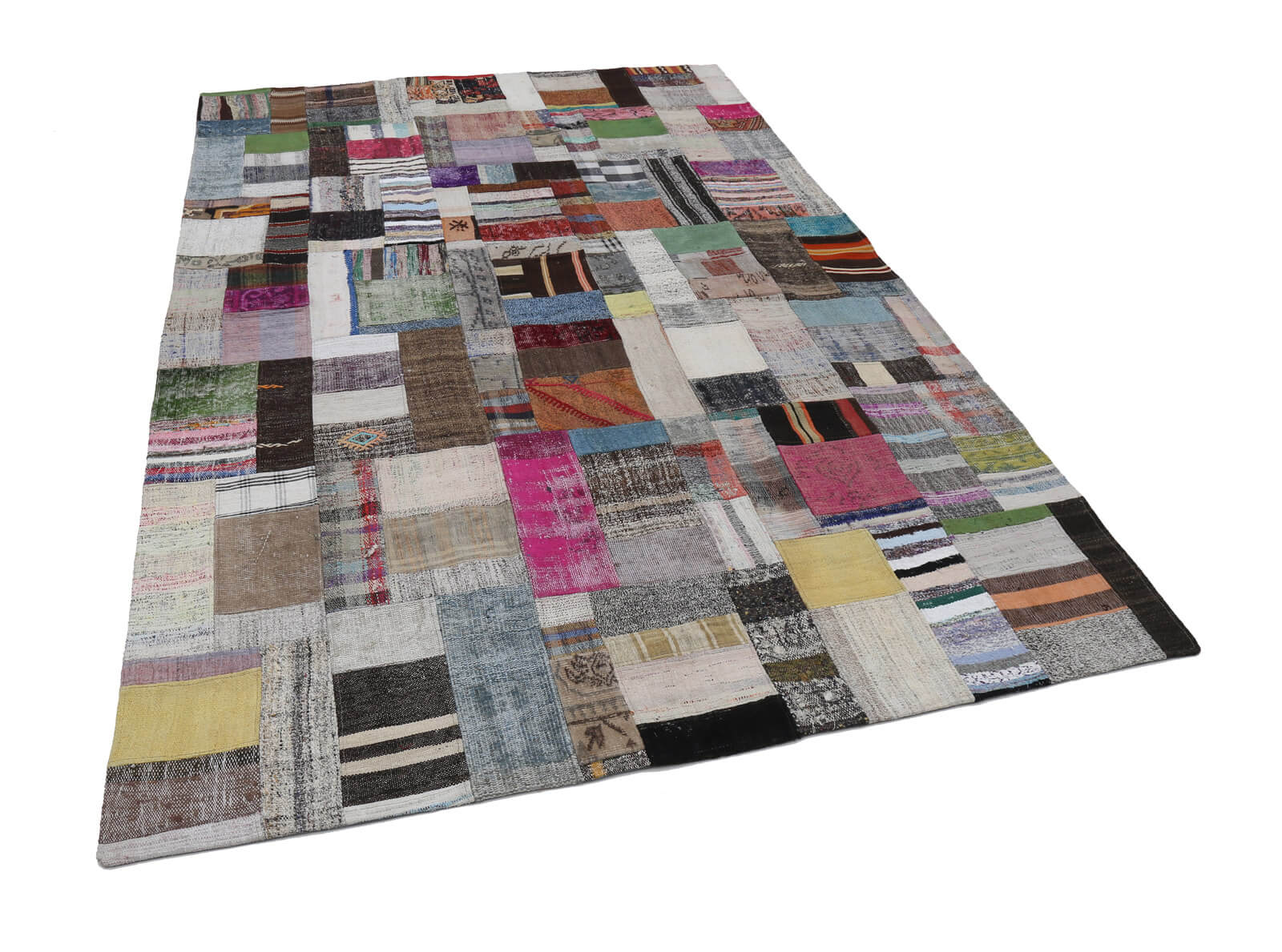 Handmade Patchwork Rug - Kirk Yama Grey Cotton Wool Area Rug 6'6''x9'11''