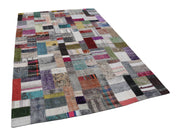Handmade Patchwork Rug - Grey Area Rug Cotton Wool Carpet 6'7''x9'10'' Durable Woven