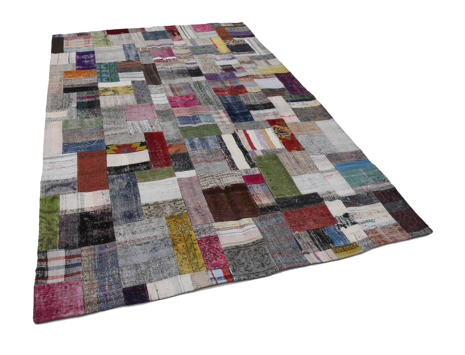 Handmade Patchwork Rug - Kirk Yama Grey Cotton Wool Area Rug 6'7''x9'11''