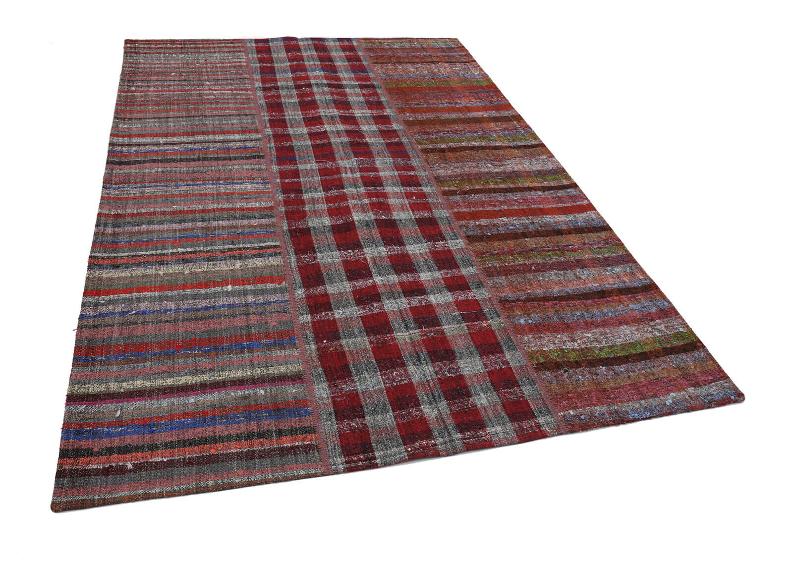 Handmade Patchwork Rug - Kirk Yama Grey Cotton Wool Area Rug 6'8''x9'7''