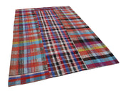 Handmade Patchwork Rug – Grey Patchwork Carpet with Durable Wool & Cotton Blend 6'9''x9'8''