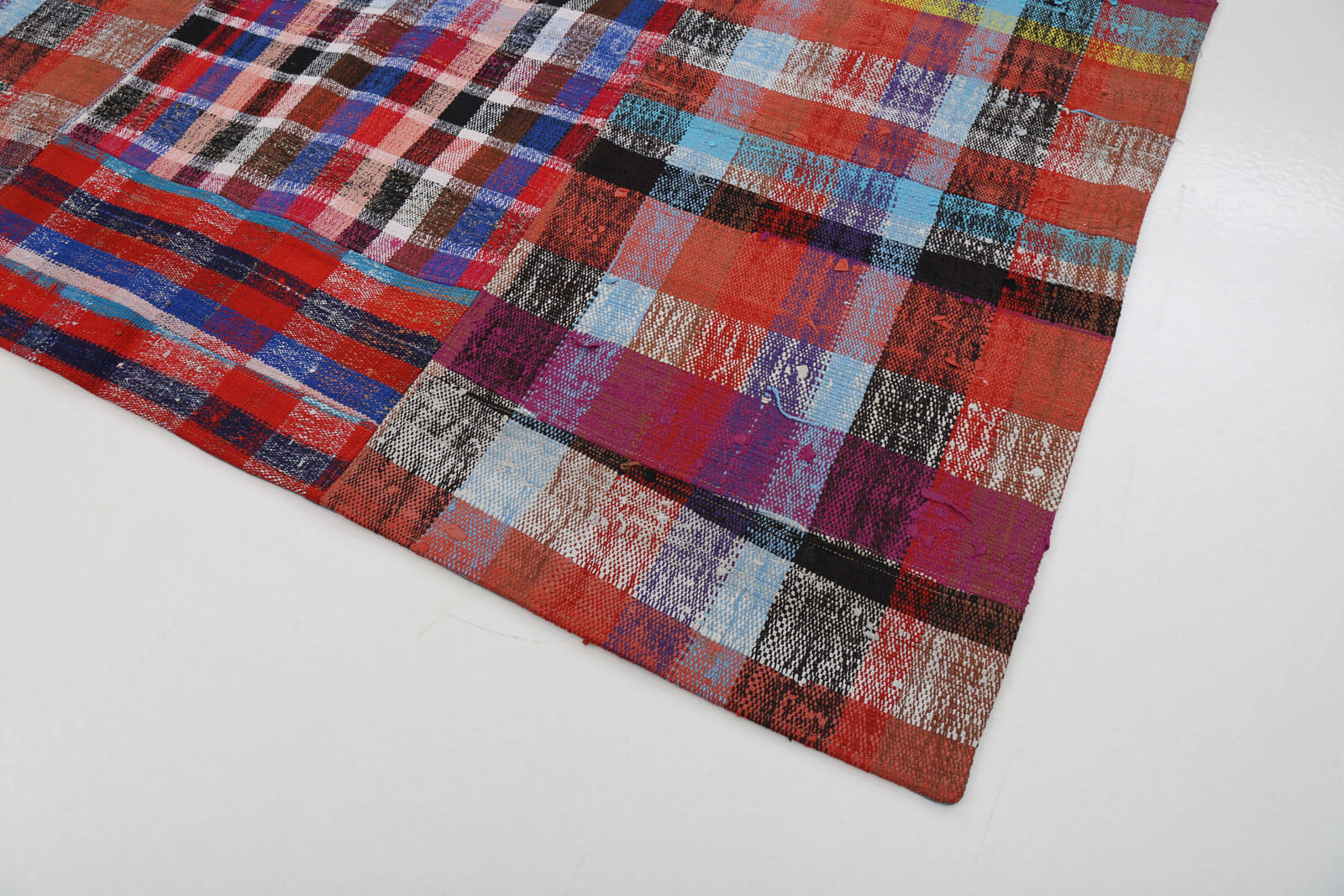 Handmade Patchwork Rug – Grey Patchwork Carpet with Durable Wool & Cotton Blend 6'9''x9'8''