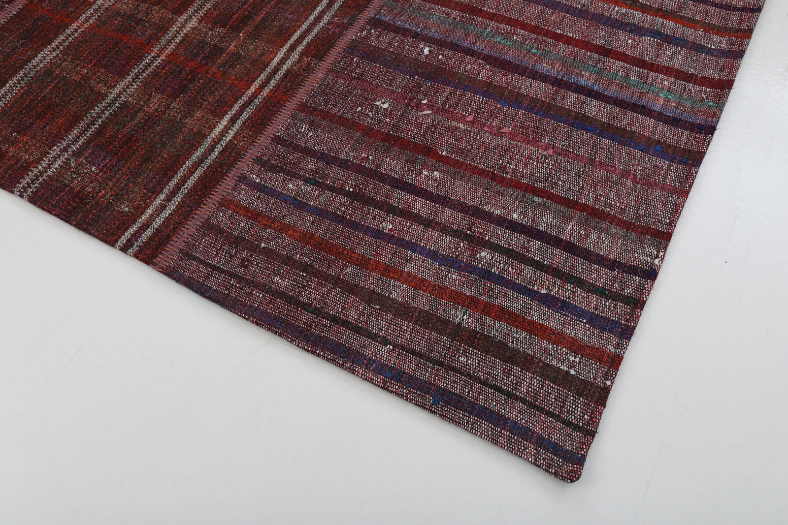 Handmade Wool Area Rug - Kirk Yama Grey Patchwork Cotton Wool Rug 6'9''x9'10''