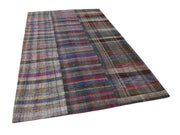 Handmade Wool Area Rug - Kirk Yama Grey Patchwork Cotton Wool Rug 6'3''x9'11''