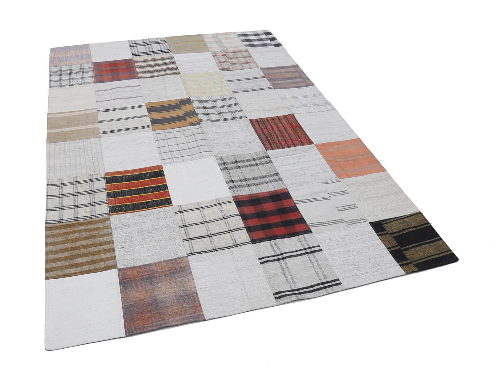Handmade Patchwork Rug - Kirk Yama Neutral Beige Cotton Wool Area Rug 5'9''x7'11''