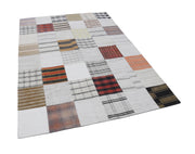 Handmade Patchwork Rug - Kirk Yama Neutral Beige Cotton Wool Area Rug 5'9''x7'11''