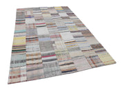 Handmade Patchwork Rug – Vintage Area Rug 6'7''x9'10'' Cotton Wool Carpet