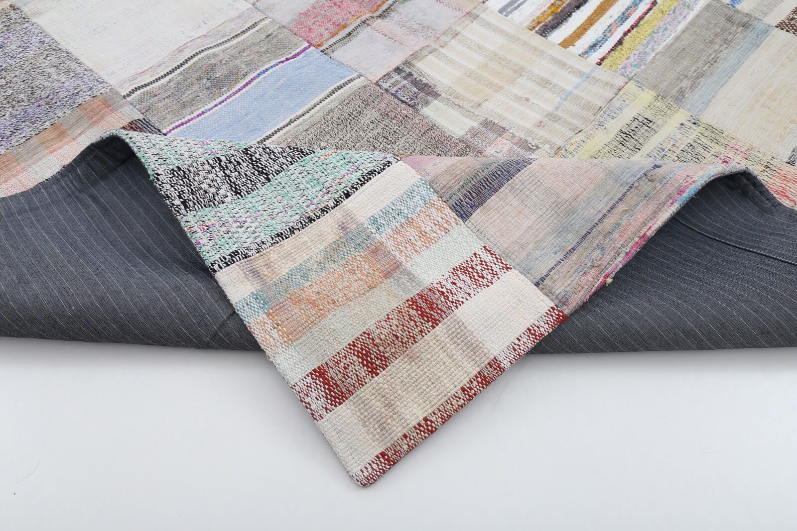 Handmade Patchwork Rug – Vintage Area Rug 6'7''x9'10'' Cotton Wool Carpet