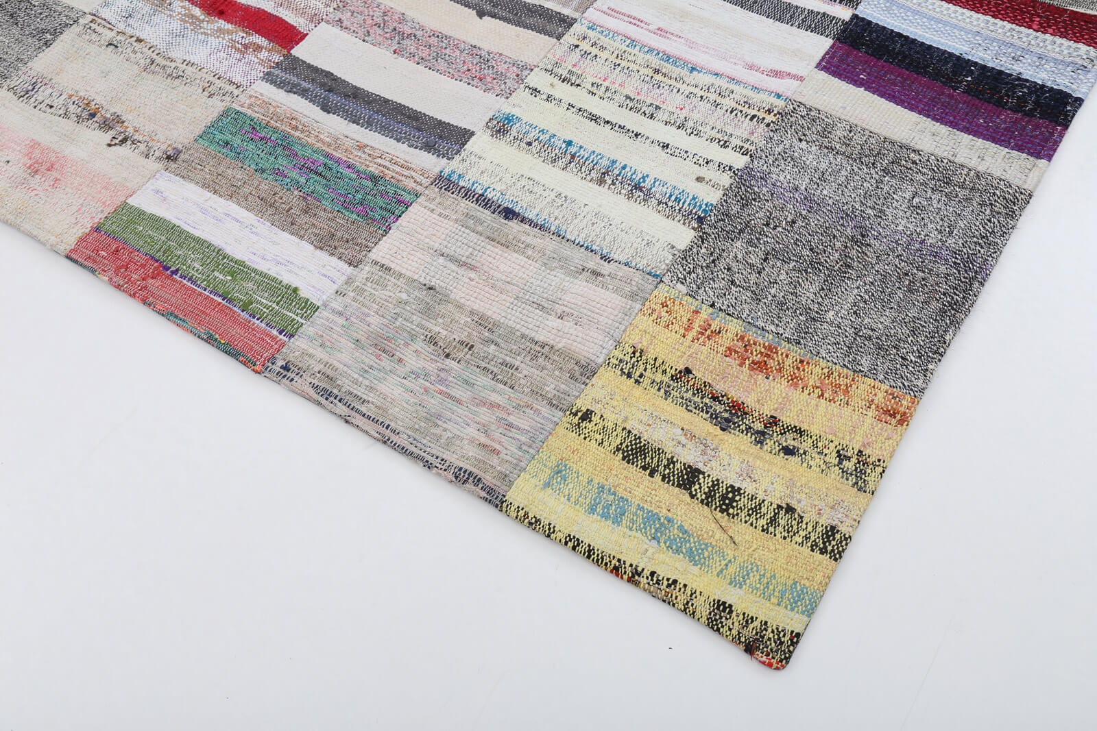Handmade Patchwork Rug - Vintage Area Rug 6'7'' x 9'10'' Cotton Wool Carpet