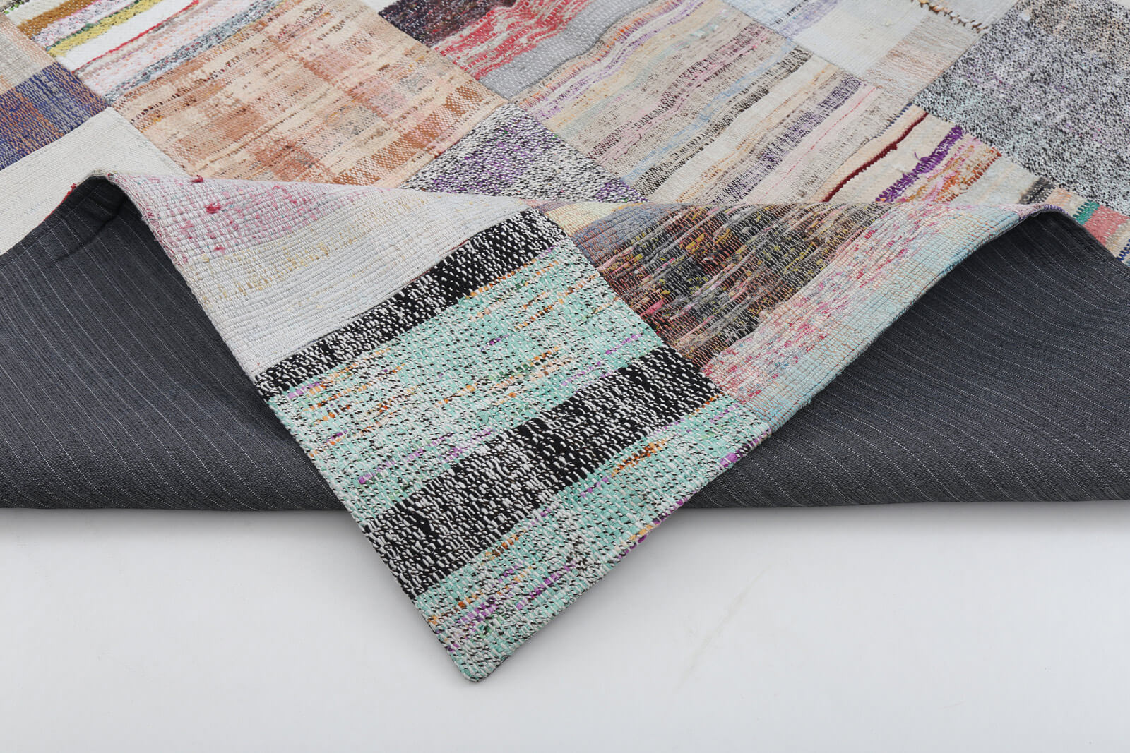 Handmade Patchwork Rug - Vintage Area Rug 6'7'' x 9'10'' Cotton Wool Carpet