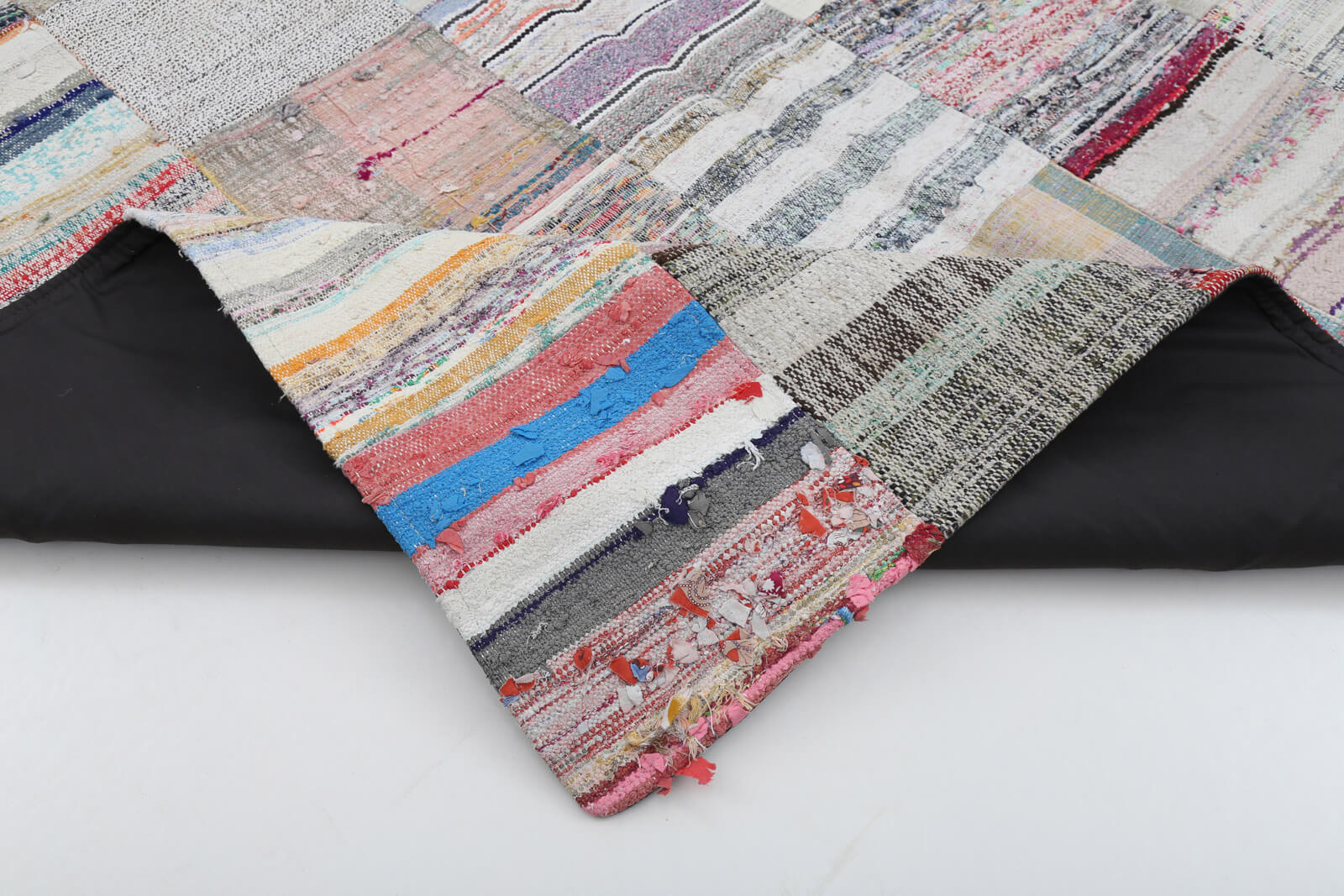 Handmade Area Rug – Beige Patchwork Cotton Wool Vintage Turkish Carpet 6x9 ft