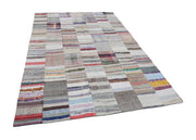 Handmade Area Rug - Beige Patchwork Wool Cotton Rug 6'7''x9'10'' by Agacan
