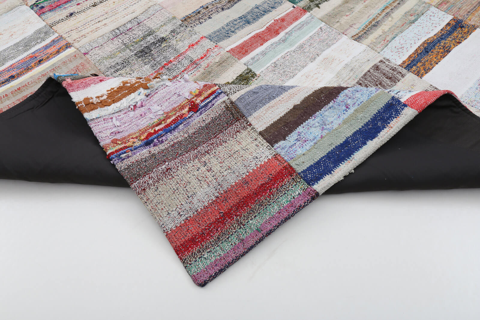 Handmade Area Rug - Beige Patchwork Wool Cotton Rug 6'7''x9'10'' by Agacan