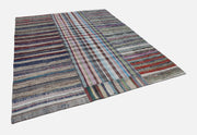 Handmade Wool Area Rug – Kirk Yama Grey Patchwork Cotton Wool Rug 8'3''x10'1''