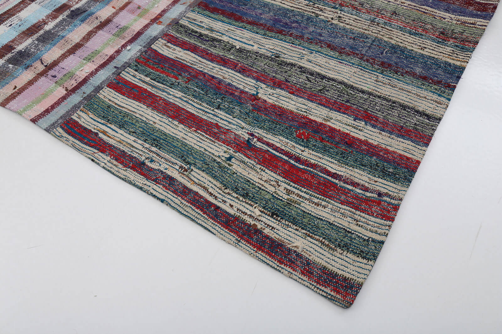Handmade Wool Area Rug – Kirk Yama Grey Patchwork Cotton Wool Rug 8'3''x10'1''