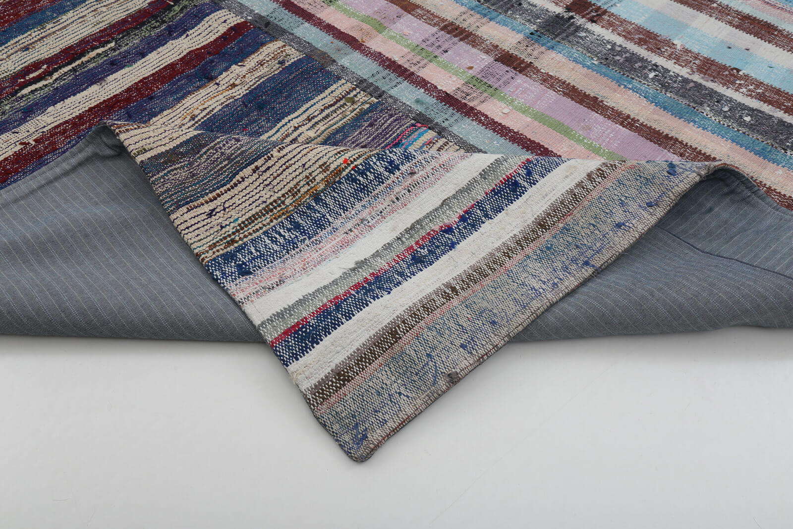 Handmade Wool Area Rug – Kirk Yama Grey Patchwork Cotton Wool Rug 8'3''x10'1''