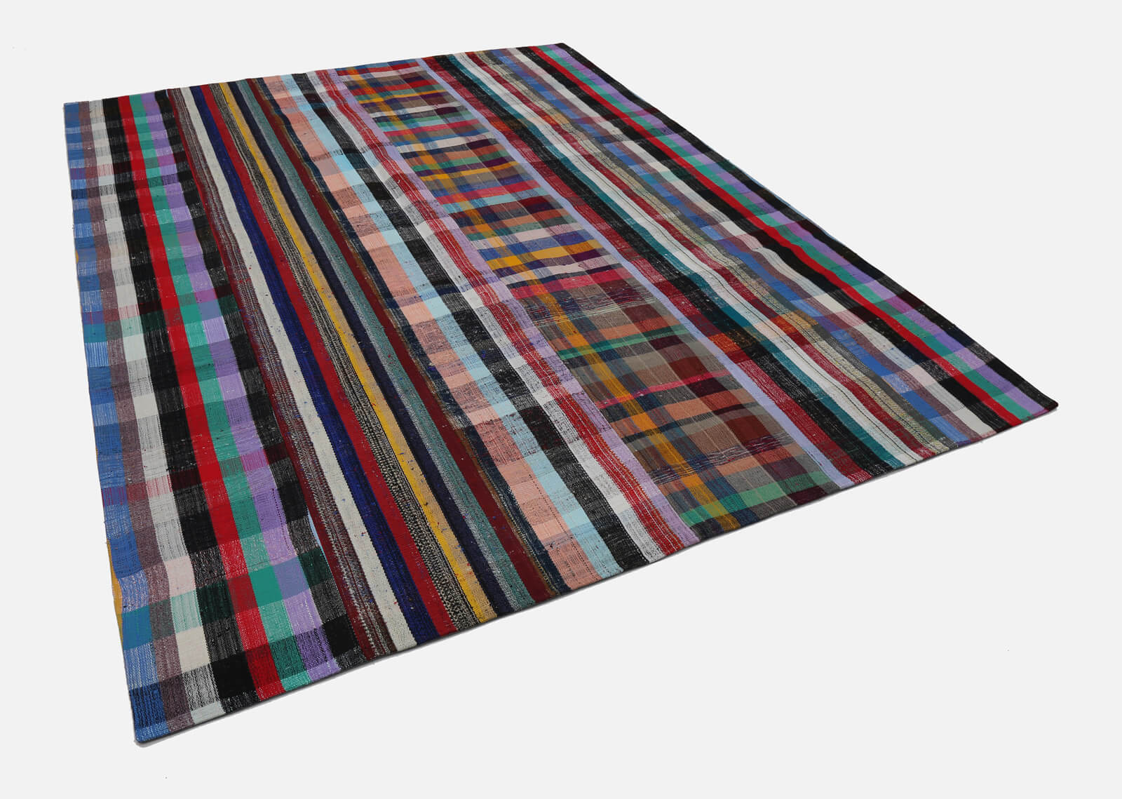 Handmade Patchwork Rug - Kirk Yama Grey Cotton Wool Area Rug 8'2" x 10'1"
