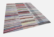 Handmade Wool Area Rug - Kirk Yama Grey Patchwork Cotton Wool Carpet 8'0''x9'11''