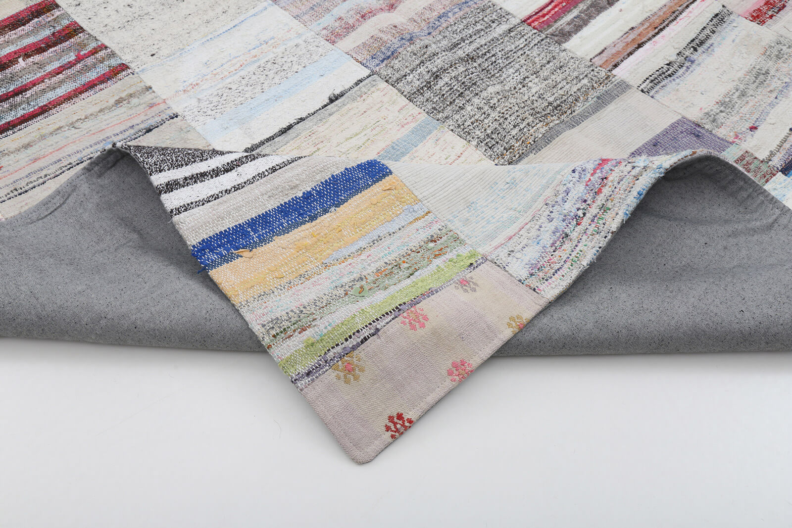 Handmade Patchwork Rug - Kirk Yama Beige Cotton Wool Area Rug 8'3" x 11'6"