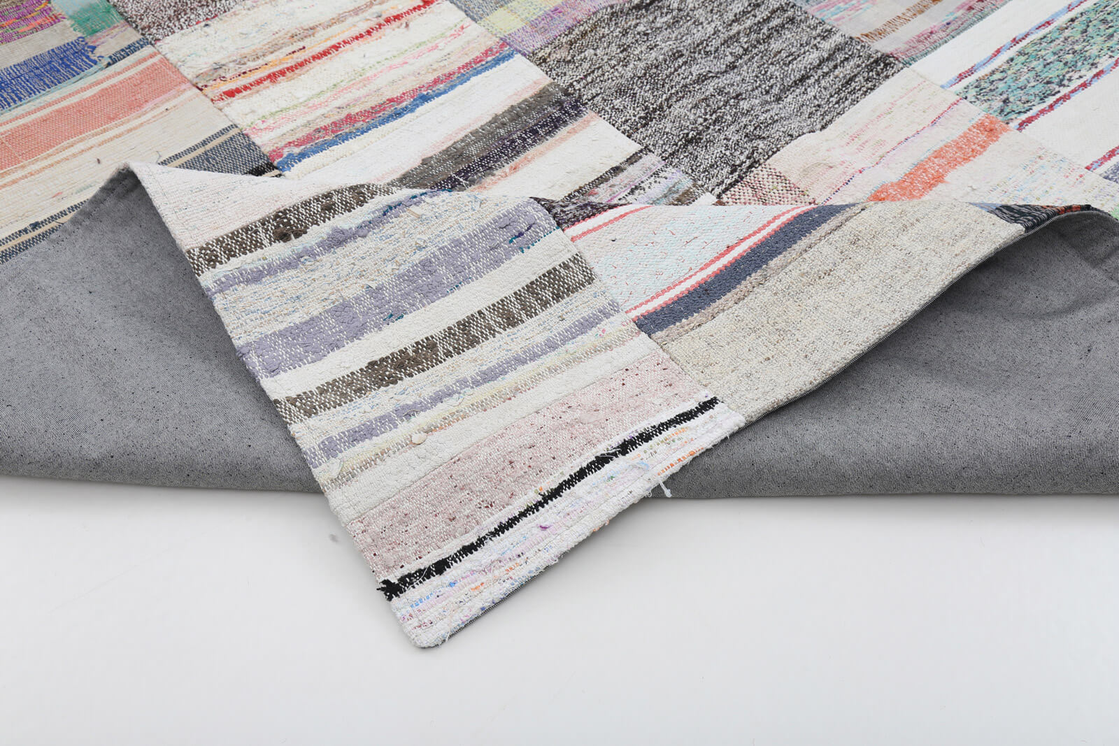 Handmade Area Rug – Kirk Yama Beige Patchwork Cotton Wool Carpet 8'1''x11'6''