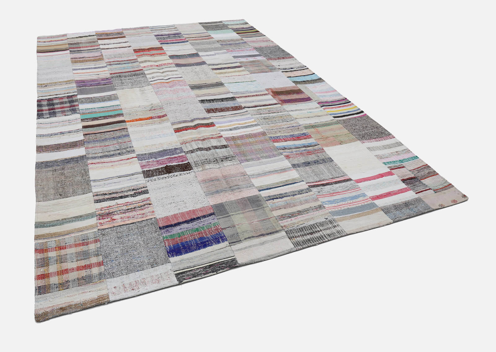 Handmade Patchwork Rug – Kirk Yama Beige Cotton Wool Area Carpet 8'1''x11'7''