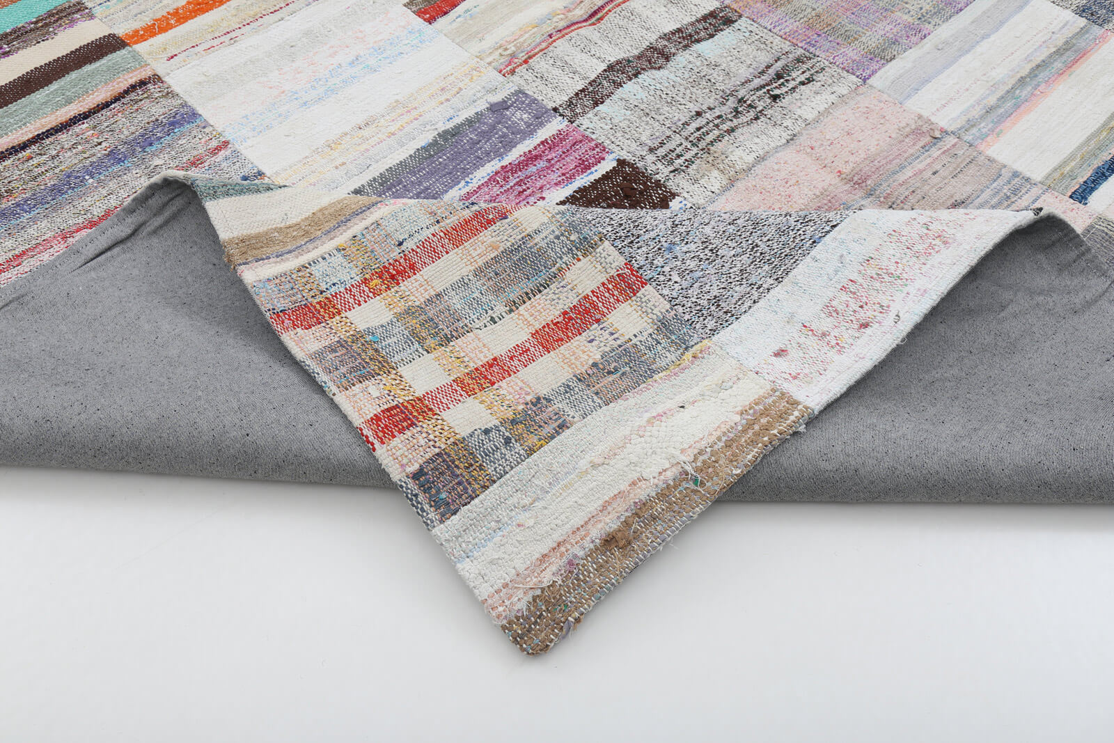 Handmade Patchwork Rug – Kirk Yama Beige Cotton Wool Area Carpet 8'1''x11'7''