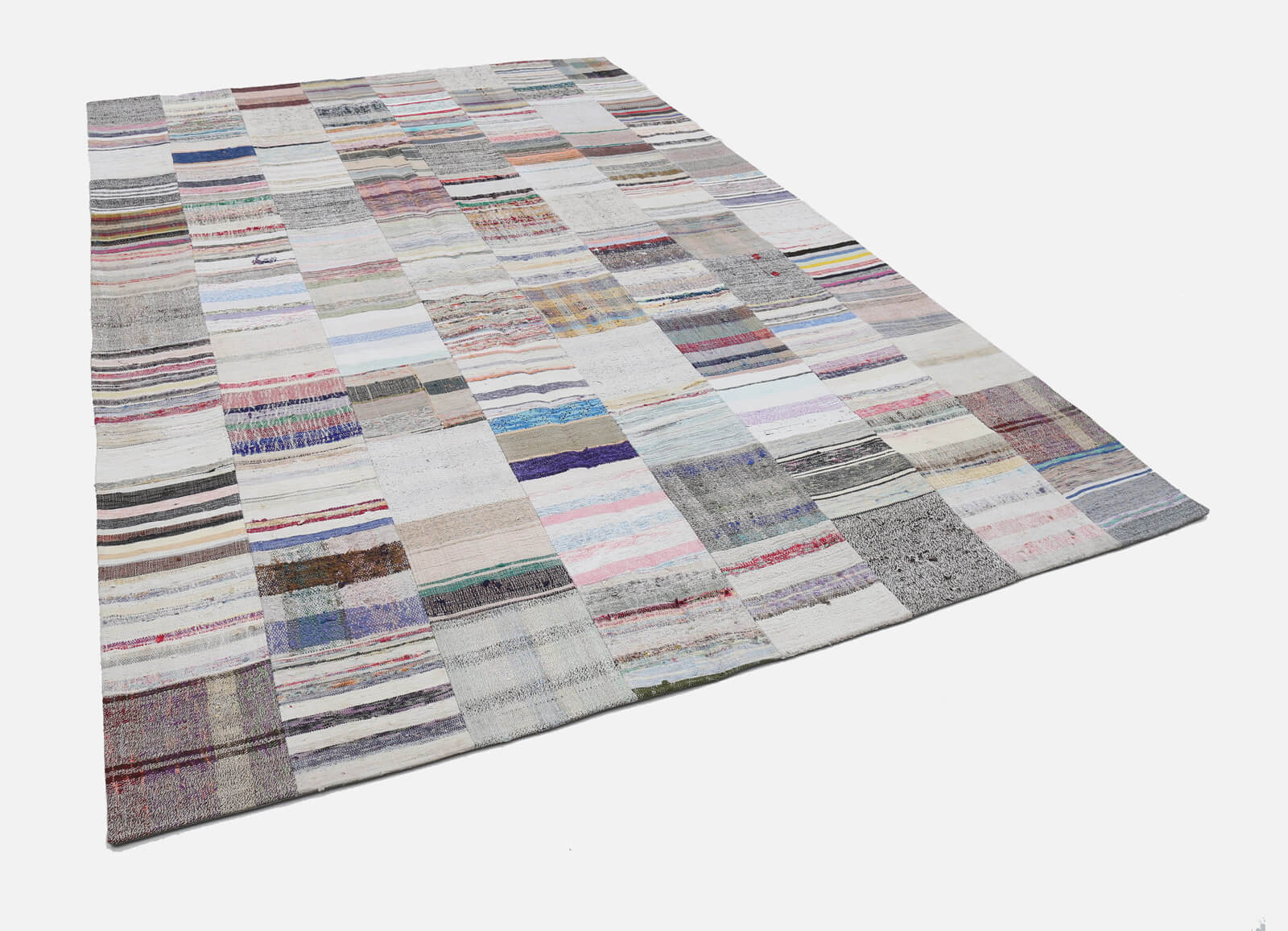 Handmade Patchwork Rug – Kirk Yama Turkish Cotton Wool 8x12 Area Rug Beige