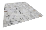 Handmade Area Rug - Beige Patchwork Cotton Wool Vintage Turkish Carpet 8'4''x10'