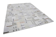 Handmade Area Rug – Beige Patchwork Cotton Wool Vintage Carpet 8'8''x11'11''