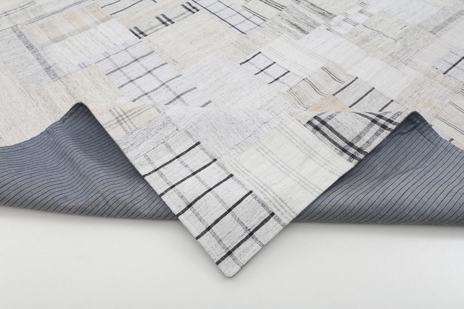 Handmade Patchwork Rug - Kirk Yama Beige Cotton Wool Vintage Area Rug 8'8"x11'11"