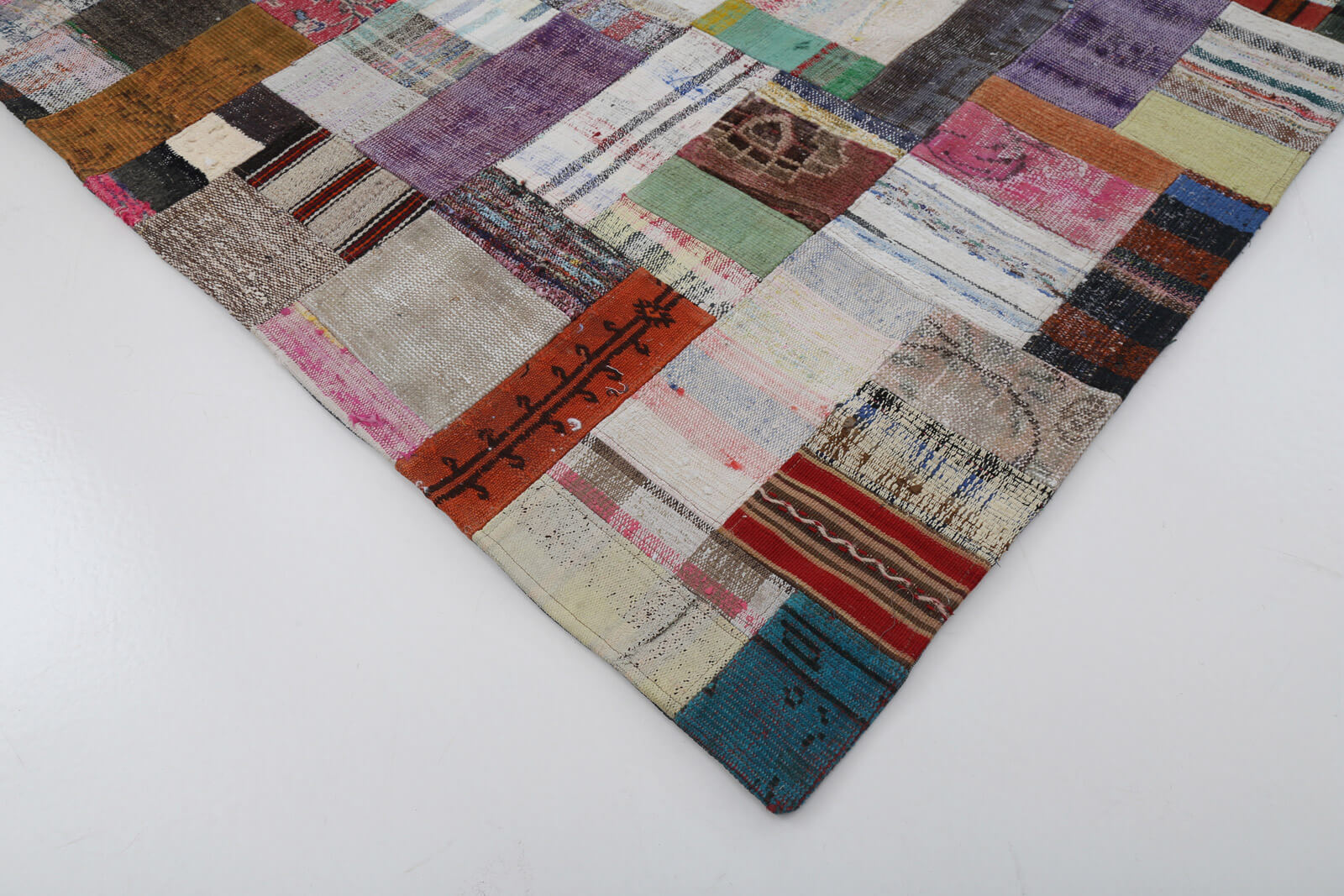 Handmade Area Rug – Kirk Yama Grey Patchwork Cotton Wool Carpet 9'10''x13'3''