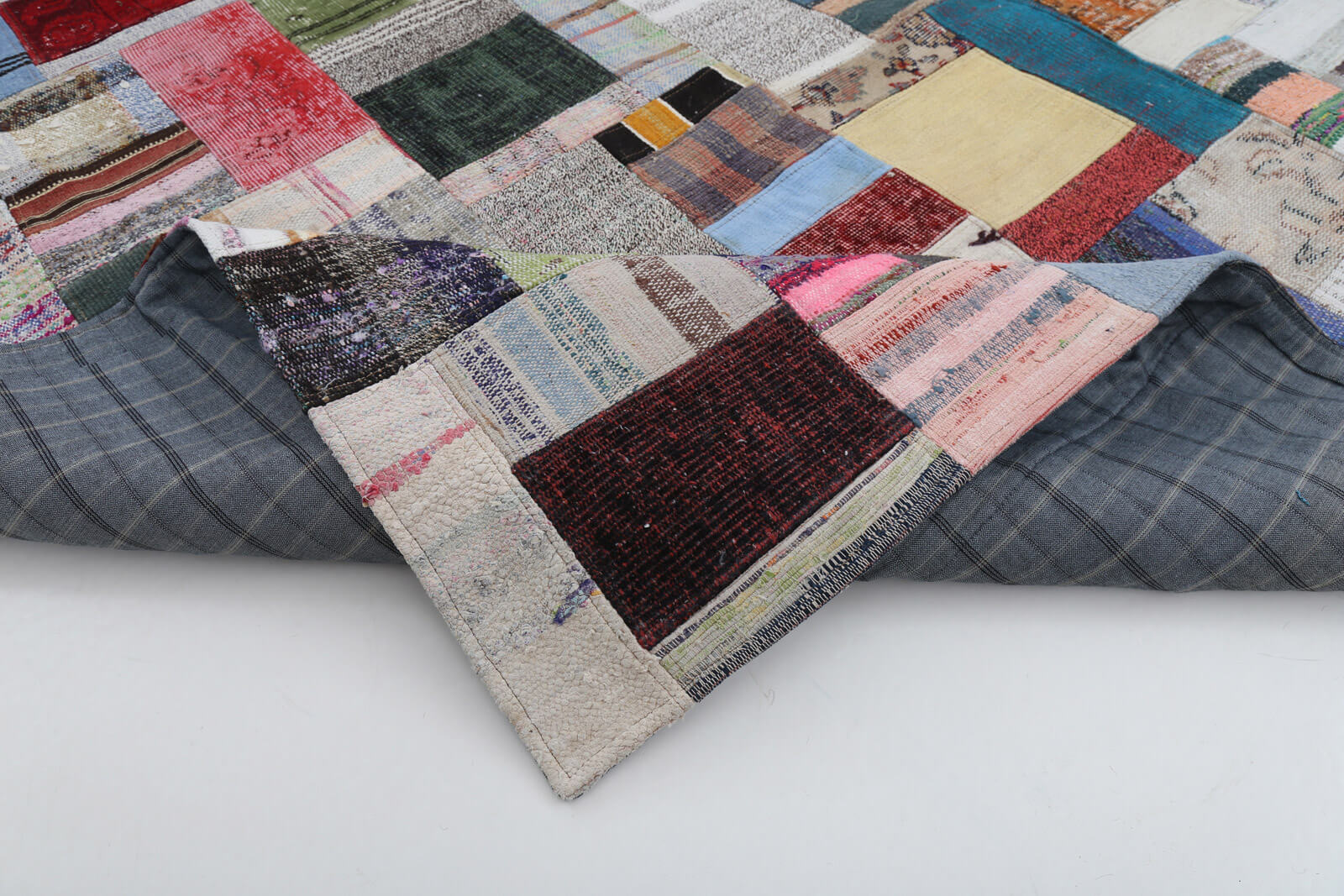 Handmade Area Rug – Kirk Yama Grey Patchwork Cotton Wool Carpet 9'10''x13'3''