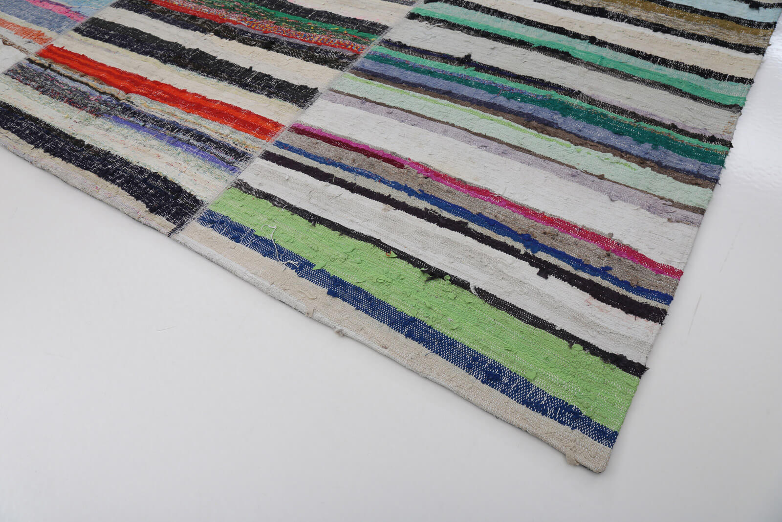 Handmade Patchwork Area Rug - Beige Cotton Wool Turkish Wool Rug 9'9''x13'2''