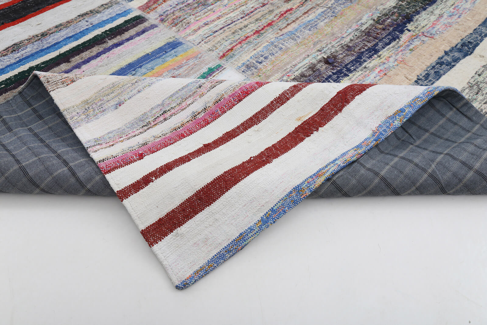 Handmade Patchwork Area Rug - Beige Cotton Wool Turkish Wool Rug 9'9''x13'2''