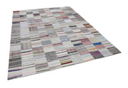 Handmade Patchwork Rug – Beige Cotton Wool Area Rug 9'11'' x 13'1'' for Living Room