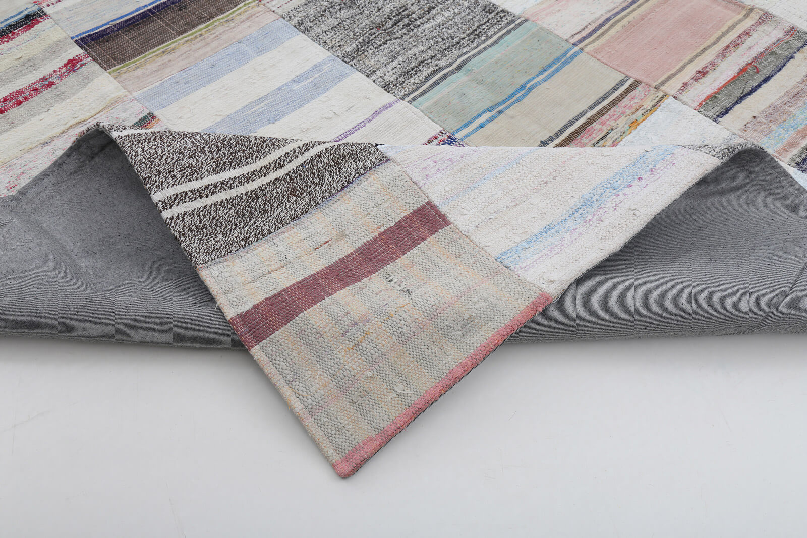Handmade Patchwork Rug - Kirk Yama Beige Cotton Wool Carpet 9'11"x13'2"