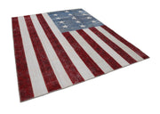 Handmade Wool Area Rug – White Patchwork Rug 8x10 | Durable Cotton Wool Carpet