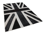 Handmade Wool Area Rug | Vintage Patchwork Carpet 6'8''x9'11'' Cotton Wool Blend