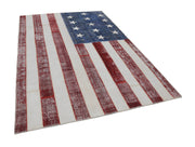 Handmade Wool Area Rug - Vintage Turkish Carpet Red Figured Patchwork 6'8''x9'10''