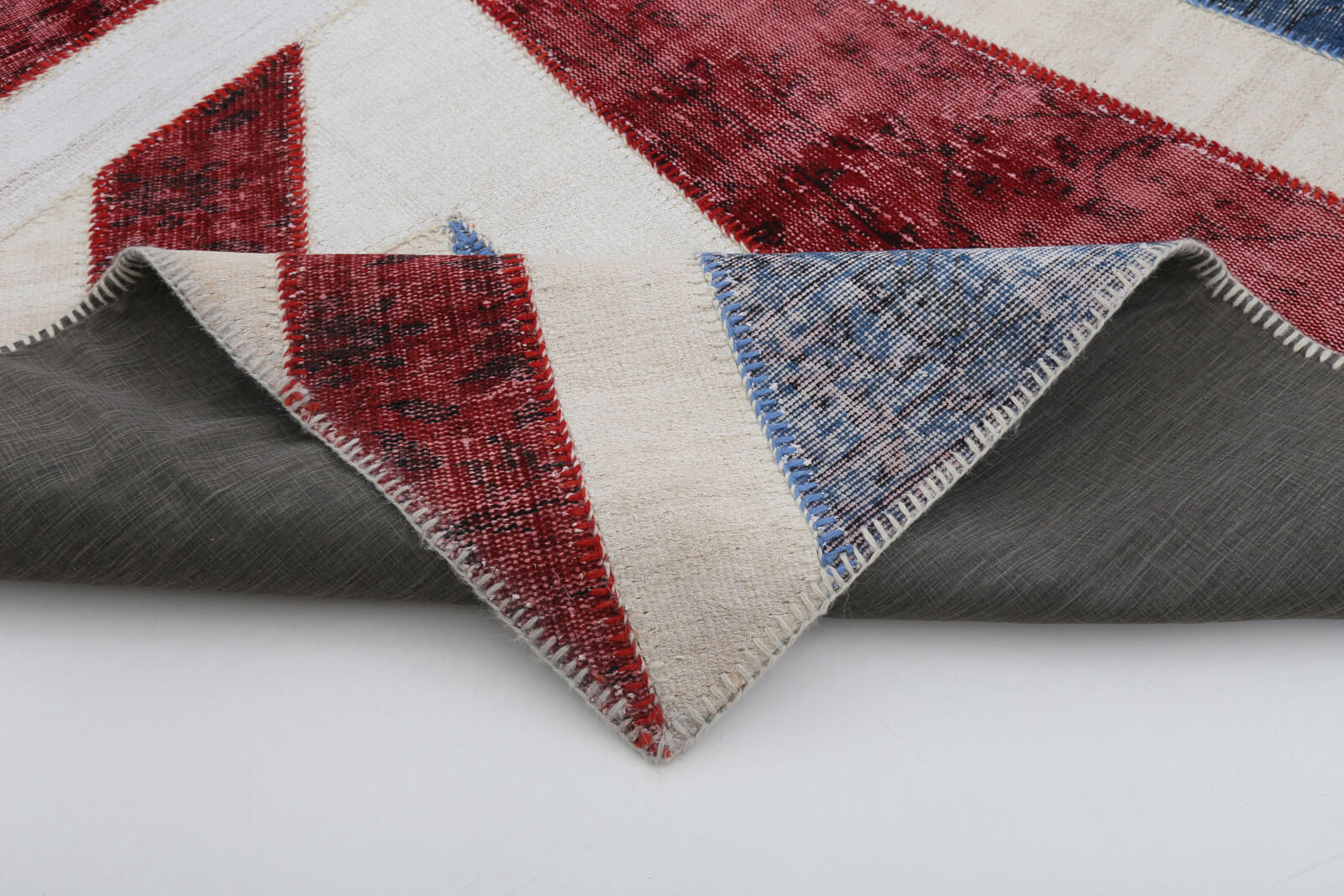 Handmade Wool Area Rug – Vintage Cotton Rug 6'9" x 10'0" Red Figured Design